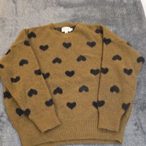 Molly Bracken Brown Sweater with Black Heart Pattern